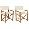 vidaXL Folding Director's Chairs 2 pcs Cream Solid Wood Teak