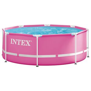 INTEX Metal Frame Above Ground Swimming Pool Pink 244 x 76 cm PVC