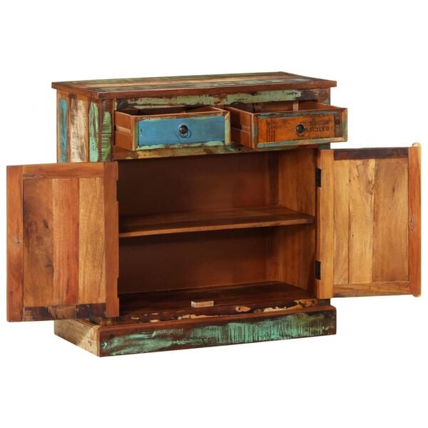 vidaXL Reclaimed Cupboard Solid Wood Vintage with 2 Drawers 2 Doors