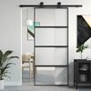 vidaXL Sliding Door Black 90x205 cm Tempered Glass and Aluminium