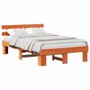 vidaXL Bed Frame with Headboard Wax Brown 135 x 190 cm Solid Pine Wood