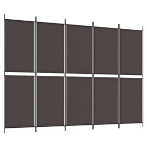 vidaXL 5-Panel Room Divider Brown 250x180 cm Fabric