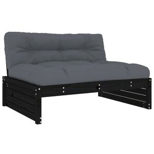 vidaXL Middle Sofa Black 120x80 cm Solid Wood Pine