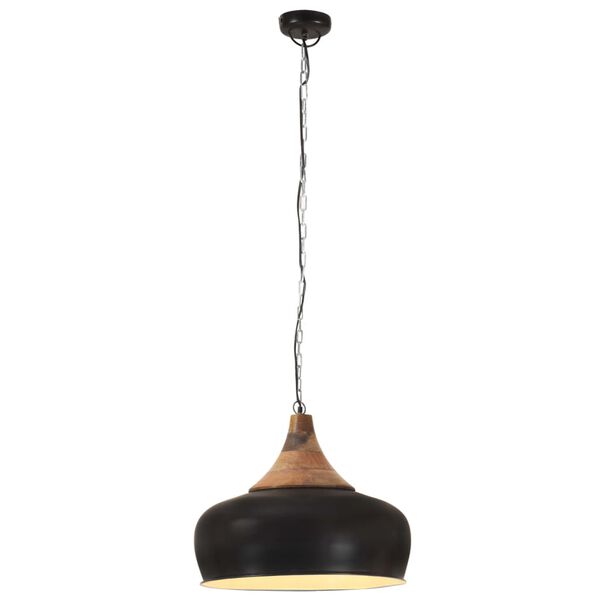 vidaXL Industrial Hanging Lamp Black Iron & Solid Wood 45 cm E27