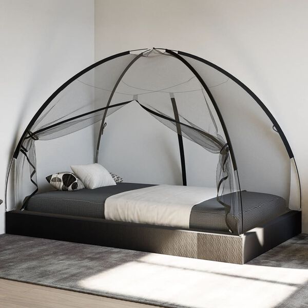 vidaXL Mosquito Net Mongolia with Doors 220 Mesh&nbsp;Black&nbsp;200x120x130 cm