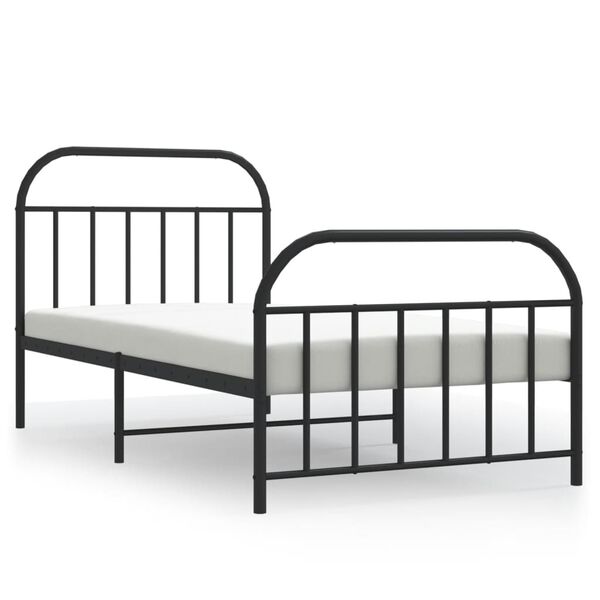 vidaXL Metal Bed Frame without Mattress with Footboard Black 107x203cm
