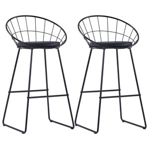 vidaXL Bar Stools 2 pcs Black Faux Leather