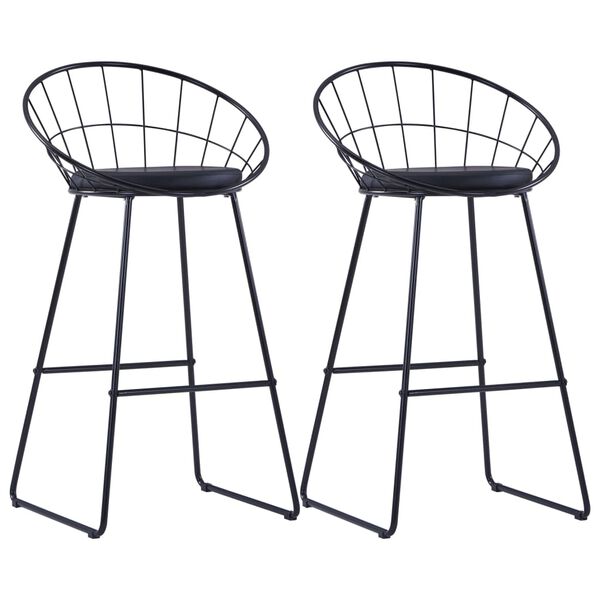 vidaXL Bar Stools 2 pcs Black Faux Leather