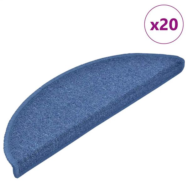 vidaXL Stair Mats 20 pcs 56x17x3 cm Blue Half Round