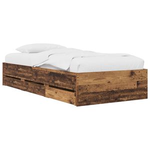 vidaXL Bed Frame with Storage with Drawer Old Wood Engineered wood