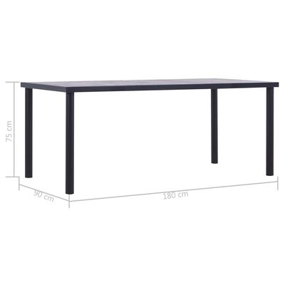 vidaXL Dining Table Black and Concrete Grey 180x90x75 cm MDF
