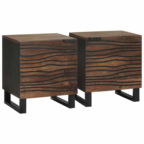 vidaXL Bedside Cabinet 2 pcs Walnut 40 x 33 x 46 cm Solid Acacia wood