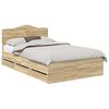 vidaXL Bed Frame with Drawer Sonoma Oak 120 x 190 cm Engineer Wood