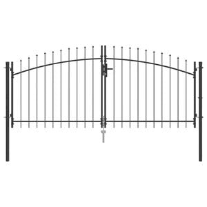 vidaXL Double Gate with Lock Grey 299.5 x 149.5 cm Steel