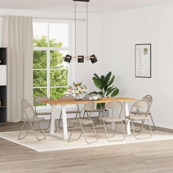 vidaXL Folding Chair 8 pcs Sand 48 x 43.5 x 81 cm Faux Leather