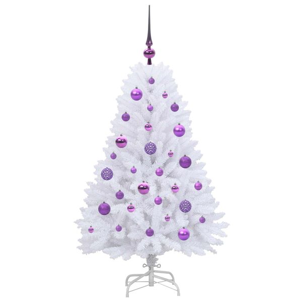 vidaXL Artificial Hinged Christmas Tree White 120 cm PVC and Steel