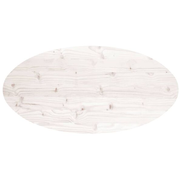 vidaXL Table Top White 100x50x2.5 cm Solid Wood Pine Oval