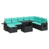 vidaXL 9 Piece Garden Sofa Set with Cushions Grey Poly Rattan Acacia