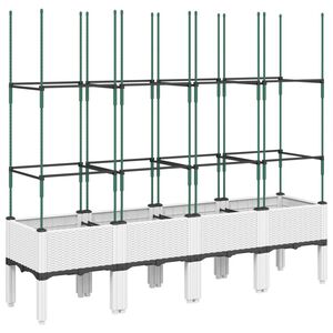 vidaXL Garden Planter with Trellis White 160x40x142.5 cm PP
