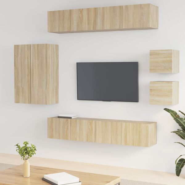vidaXL 8 Piece TV Cabinet Set Sonoma Oak Engineered Wood