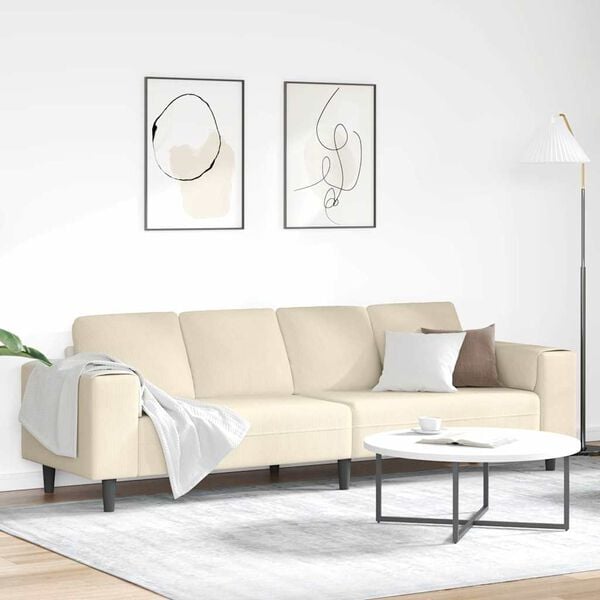 vidaXL Fabric Sofa with Cushion Cream 208 cm Corduroy fabric