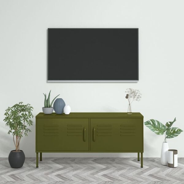 vidaXL TV Cabinet Olive Green 105x35x50 cm Steel
