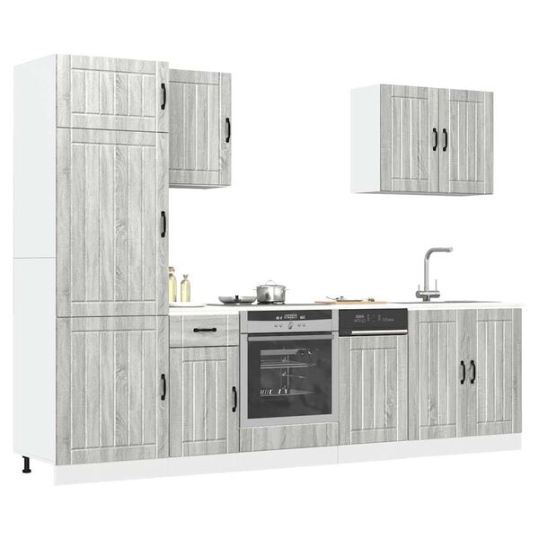 vidaXL 7 Piece Kitchen Cabinet Set Lucca Grey Sonoma Engineered Wood