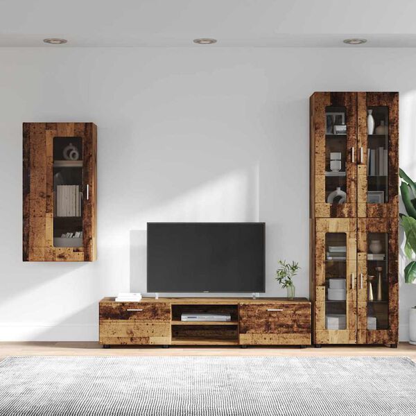 vidaXL TV Cabinet Set with Drawer with Shelf Old Wood Engineered Wood