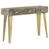 vidaXL Console Table Solid Mango Wood Grey with Brass 110x35x76 cm