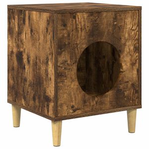 vidaXL Cat House Smoked Oak 42.5 x 40 x 53 cm Engineered Wood