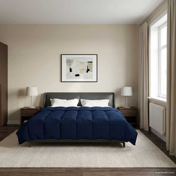 vidaXL Full Year Duvet Quilted Dark Blue 240 x 260 cm Microfiber