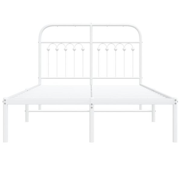 vidaXL Metal Bed Frame without Mattress with Headboard White 120x190cm