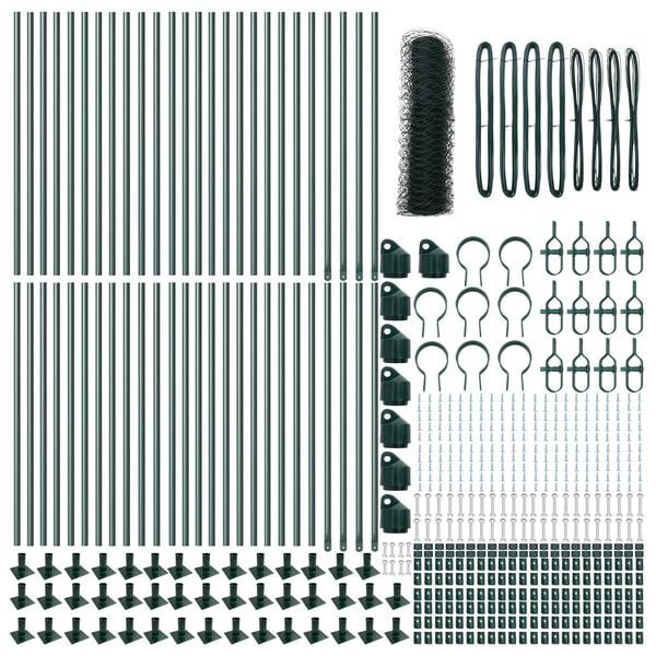 vidaXL Fence Post Green 100 x 1 m (50 mm mesh) Steel and PVC