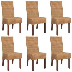 vidaXL Dining Chairs 6 pcs Brown Natural Rattan