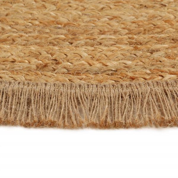 vidaXL Braided Area Rug with Ruffle Edge 120 cm Jute Round