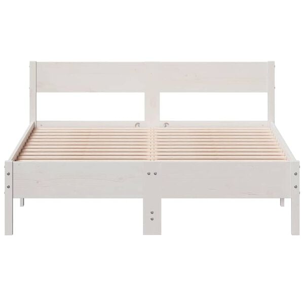 vidaXL Bed Frame without Mattress White 150x200 cm King Size Solid Wood Pine