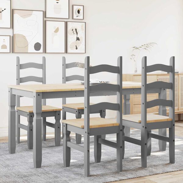 vidaXL 5 Piece Dining Set Panama Grey Solid Wood Pine
