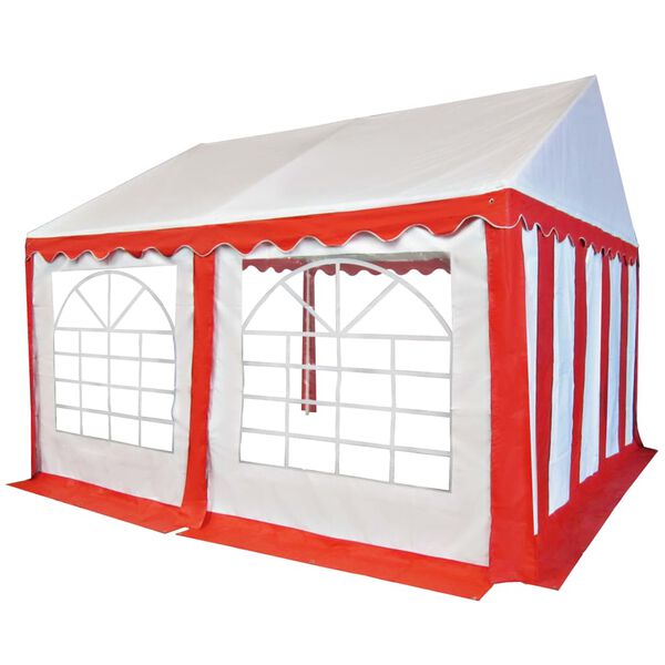 vidaXL Marquee Fabric 4x4 m Red and White