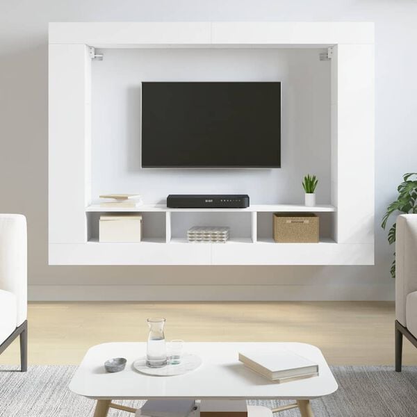 vidaXL TV Cabinet White 152x22x113 cm Engineered Wood