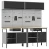 vidaXL Work Bench Set 8 pcs Black and Grey Powder-Coated Steel