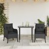 vidaXL 5 Piece Garden Dining Set with Cushions Black Poly Rattan