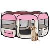 vidaXL Foldable Dog Playpen with Carrying Bag Pink 145x145x61 cm