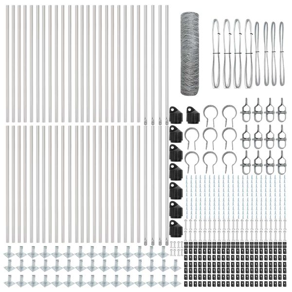 vidaXL Fence Post Silver 100 x 0.8 m (36 mm mesh) Steel