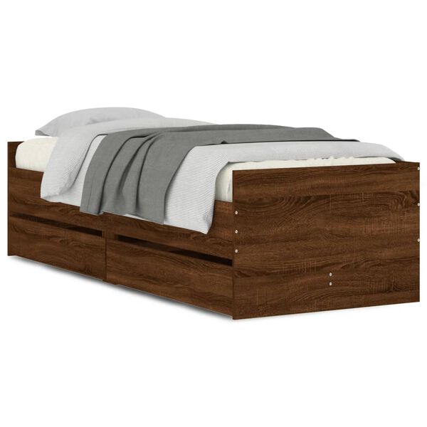 vidaXL Bed Frame without Mattress Brown Oak 75x190 cm Small Single Small Single
