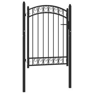 vidaXL Fence Gate "EMMEN" with Arched Top Steel 100x98,5 cm Black