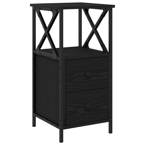 vidaXL Bedside Cabinet Black Oak 34 x 35.5 x 70 cm Engineered Wood