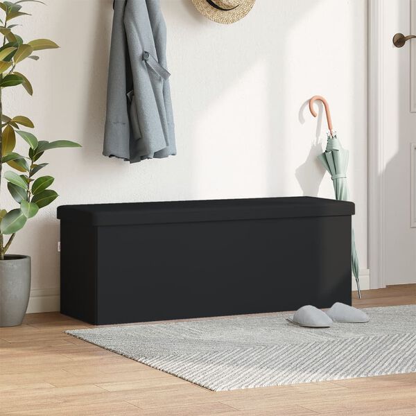 vidaXL Storage Bench Foldable Black PVC