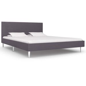 vidaXL Bed Frame | Grey | Polyester, Iron, Wood | Double | Durable | Bed Frame