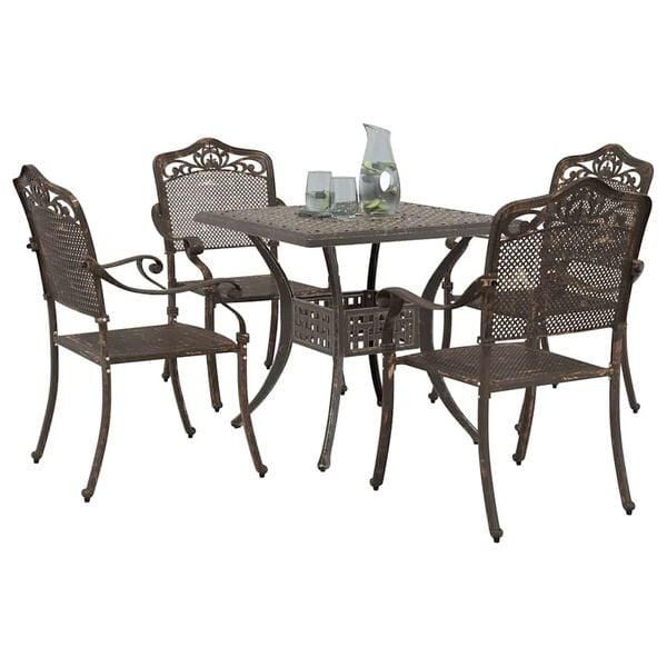 vidaXL Garden Table Set 5 pcs Bronze Cast Aluminium