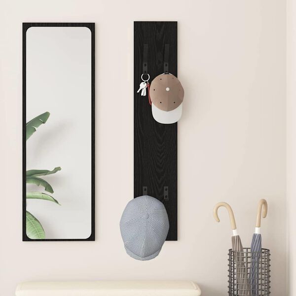 vidaXL Wall-Mounted Coat Rack Wall-mounted Black oak 20 x 1.5 x 100 cm